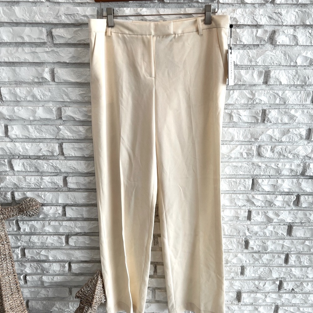NWT Calvin Klein Madison Stretch Dress Pants Size 4 Cream